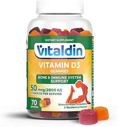 VITALDIN Vitamin D3 Gummies – 2.000 IU per Serving – 70 Chewable Gummies (1-Month Supply); Fruit Flavour – Vitamin D for Bone Health & Immune System Support – Gluten Free – for Kids & Adults