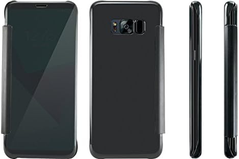 Luxury Slim Mirror Flip Clear View Protective Smart Case Cover for Samsung Galaxy S8 SM-G950 (Black)