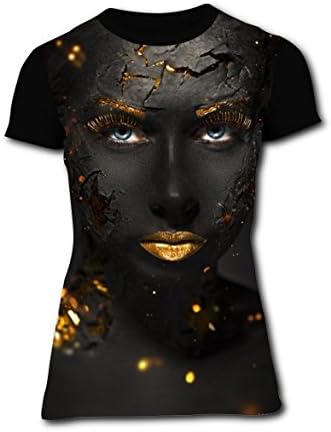 Creative Portraits Face Art Womens Slim T Shirts 3D Printed Tee Tops L
