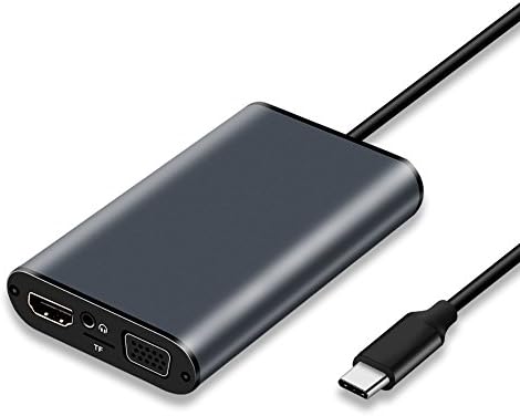 USB-C Hub Digital AV Multiport Adapter to 4K HDMI VGA, Audio Jack, 2 USB 3.0, TF Card Reader, Type C PD Charging and Gigabit Ethernet Adapter for New Macbook 12 Macbook Pro Dell XPS Chromebook Pixel