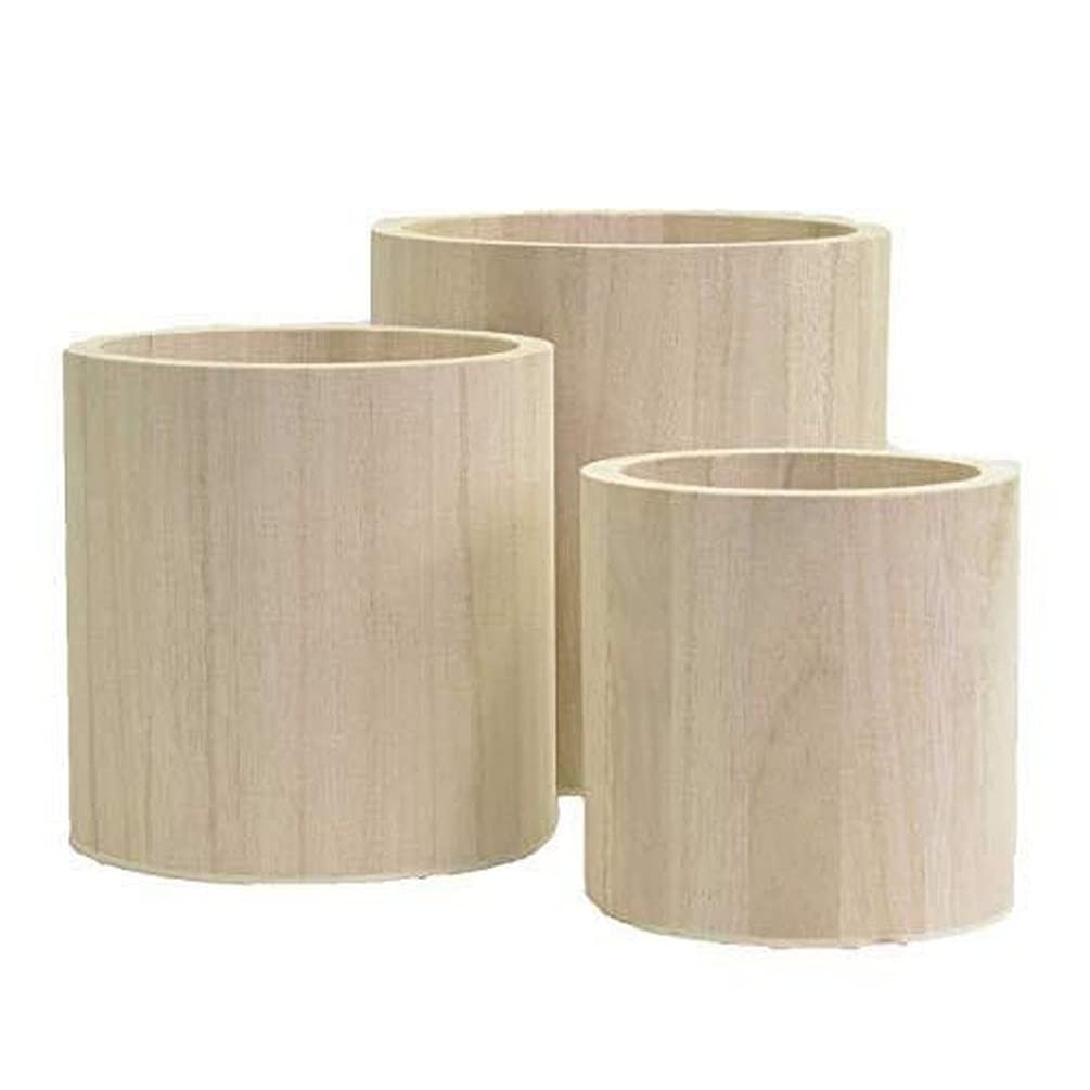 Artemio 14001928 Round Vases to Decorate in Wood, Beige, 13 x 13 x 13 cm