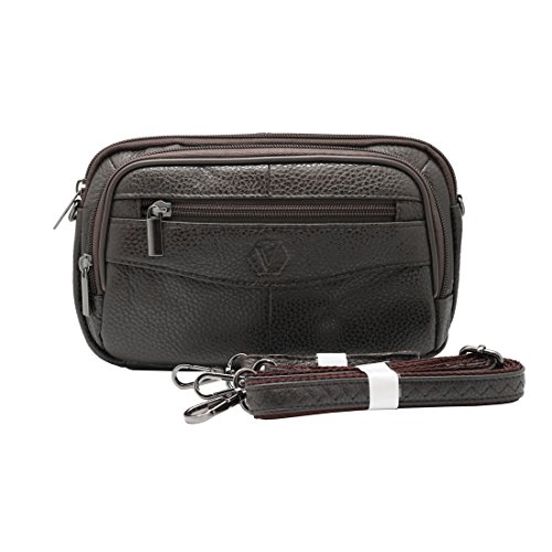 Mens Handbag Cowhide Leather Crossbody Shoulder Messenger Bag Organizer Checkbook Wallet Purse (S Brown) - Thumbnail 6