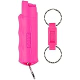 SABRE Red Pepper Spray - Police Strength - with Durable Pink Key Case, Finger Grip, Quick Release Key Ring, 25 Bursts (Up to 5x Other Brands) & 10-Foot (3M) Range - Supports National Breast Cancer Foundation (Over $1.25 Million Donated so Far!)