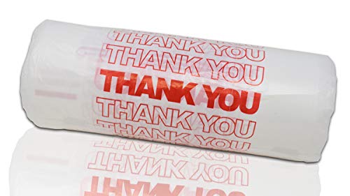 Red Thank You Plastic t-Shirt Bags - 308 pcs/case.