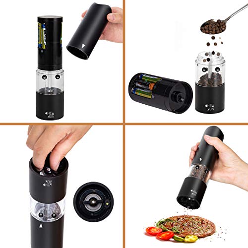 Premium Electric Salt and Pepper Grinder Set of 2Adjuatable Ceramic