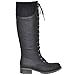 Generation Y Knee High Mid Calf Boots Knitted Calf and Lace Up Zipper Closure Comfort Low Heels Shoes