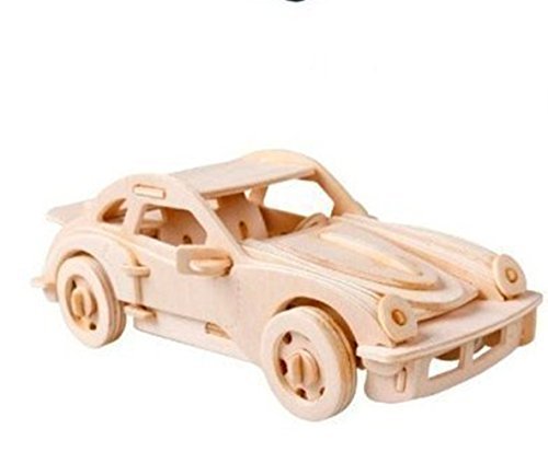 Dlong 3D DIY Assembly Construction Jigsaw Puzzle Handmade Educational Woodcraft Set Porsche Sports Car 911 Model Kit Toy for Adult and Children