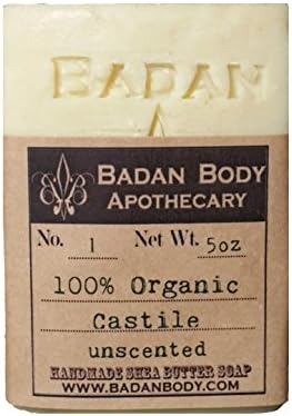 Vegan Castile Soap with Shea Butter Unscented, 5oz Bar, Handmade (1Bar Pack)