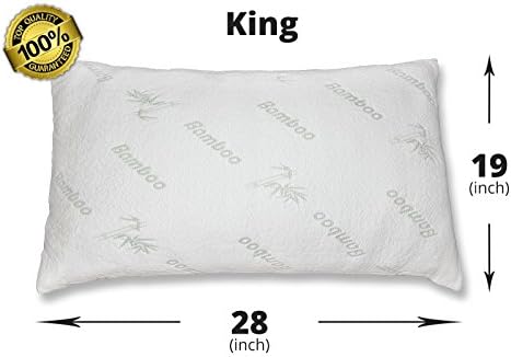 Premium Bamboo King Size Pillow - Deluxe Washable Cover, Removable Case - Hypoallergenic Comfort Pillow Treats Neck &amp; Back Pain - for Health Care &amp; Good Sleep - for Sweet Nights - Size 31X19X7".