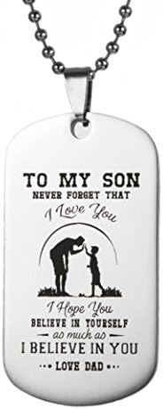 Ulifeshop To My Son Dog Tag Necklace Military Fathers Day Family Love Stainless Steel (B)