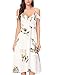 Noctflos Women's Summer Floral Cold Shoulder Midi Dress for Casual Cocktail Wedding Guest (XX-Large, White Floral)
