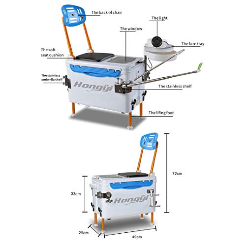 ZFF Isolierung Fischereikasten Mit Sitz & Rückenlehne 29L Verdicken Angelausrüstung Aufbewahrungskiste Vier Heben Bein – Bild 5