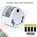 Electric Pencil Sharpener, Colored Pencil Sharpener with Dual Hole, Battery Operated Pencil Sharpener Ideal for Colored Pencils, Eyebrow Pencils-Safety Pencil Cutter for Kids Artists Students