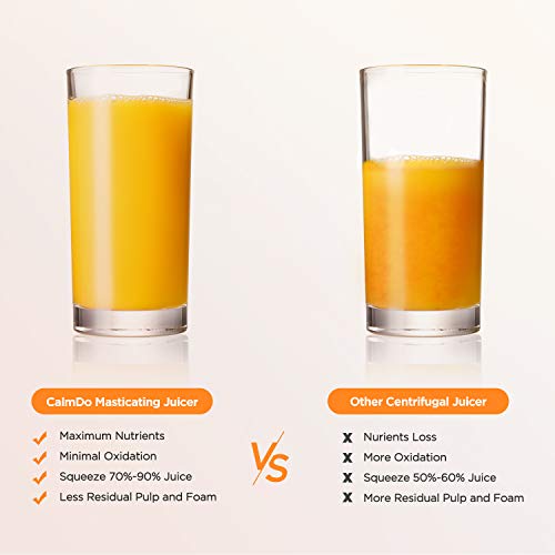 CalmDo Masticating Juicer, Slow Juicer Extractor with Ceramic Auger, Antidrip Mouth, Quiet