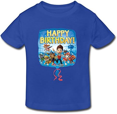 Organic Cotton Short Sleeve Funny Paw Patrol Happy Birthday Foil Balloon Kids Toddler T Shirts Size 2 Toddler RoyalBlue