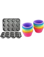 Amazon Basics Nonstick Muffin Baking Pan, 12 cups - Set of 2