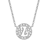 D.B.MOOD Jewelry for Women Pendant Necklaces Silver Rolo Chain Crystal Gemstone Necklace 26 Letters 17.3 Inches Z