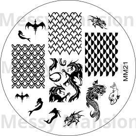 MESSY MANSION MM21 Nail Art Stamping Plate - "Scaly Things"