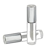 Sopear 20 Pcs 1.2ml Empty Clear Lip Gloss Containers for Lipstick Samples, Lip Balms - Mini Refillable Travel Empty Lipgloss Gloss Bottle Tube Vials Containers with Bar Silver Lid