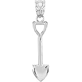 Claddagh Gold High Polish 925 Sterling Silver Shovel Pendant Necklace