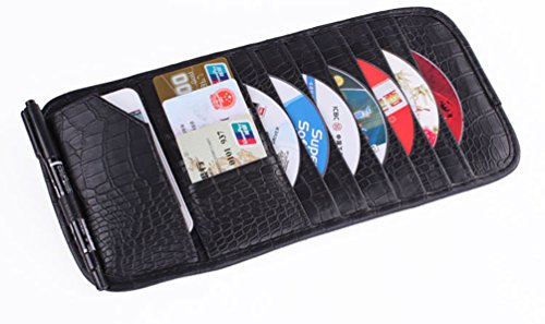 RuYa Leather Car Sun Visor Organizer CD/DVD Travel Holder Bag Cards Wallet Pocket Pen Phone Storage Holder for Auto Truck SUV Business Trip