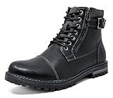 Bruno Marc Men's Engle-05 Black Motorcycle Combat Oxford Boots Size 10.5 M US