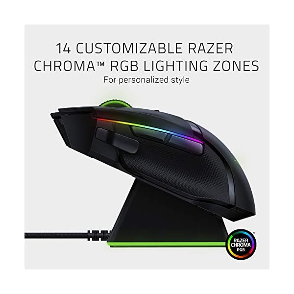 Razer Basilisk Ultimate with Charging Station - Wireless Gaming Mouse with 11 Programmable Buttons (Optical 20k Focus…