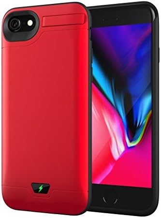8000mAh iPhone 7 Plus / 8 Plus Battery Case, AUYOO Extended Rechargeable Portable Backup Charging Case Protective Power Bank with Kickstand for iPhone 7 Plus / 8 Plus(5.5Inch) - Red