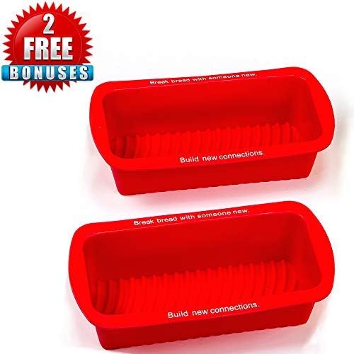 LVKH Silicone Bread and Loaf Pans - Includes 1 Bonus Muffin Pans - (3 Piece Non-Stick Bakers Set)