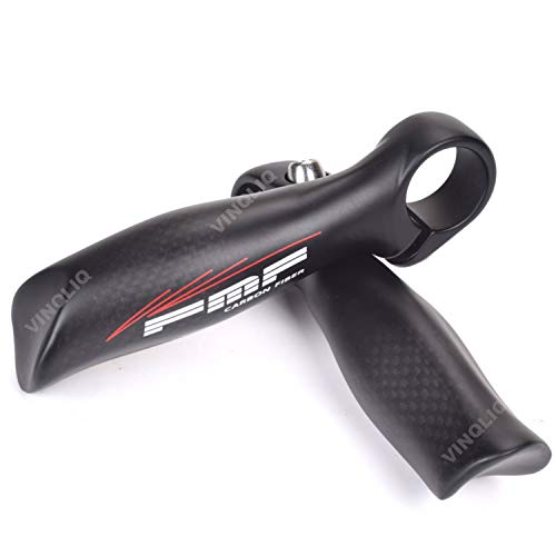 Vinqliq 2PCS Carbon Fiber MTB Bike Bicycle Cycling 7/8" Handlebar Bar End Grips Lightweight Durable with 2 Bar Plugs and Allen Wrench for MTB Road Bike (Matt Black)