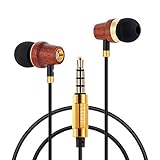 Earbuds In-Ear Headphone with Microphone, LESHP Premium Genuine Wood Wired Earphones for All Apple Device; Comfortable, Clear, Powerful Sound and Heavy Bass Stereo Noise-isolating