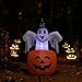 OurWarm Halloween Inflatables 4.6ft Pumpkin Ghost with LED Light for Halloween Decorations Indoor/Outdoor Yard Garden Lawn Party Decoration