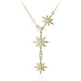 SLUYNZ CZ Star Y Necklace for Women Teens 925 Sterling Silver Star Choker Necklace Chain Pendant Necklace