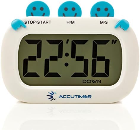 Accutimer Digital Kitchen Timer. Large Digit Electronic Display. Strong Magnetic Back and Retractable Stand. Loud Alarm Count up Countdown. (Ac21 Blue)