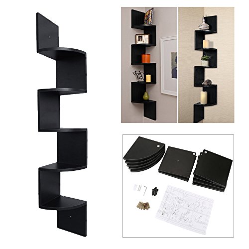 Ogori Large Corner Wall Mount Shelf black corner shelf unit 5 Tier