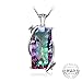 16ct Natural Fire Rainbow Mystic Topaz Necklace Charm 925 Sterling Silver Bale Vintage Fashion Women Jewelry Stainless Rope Chain