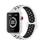 AdMaster Compatible for Apple Watch Bands 42mm,Soft Silicone Replacement Wristband for iWatch Apple Watch Series 1/2/3 - S/M White/Black