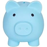 Cute Piggy Bank, Coin Bank for Boys and Girls, Children's Plastic Shatterproof Money Bank，Children's Toy Gift Savings Jar (Bl