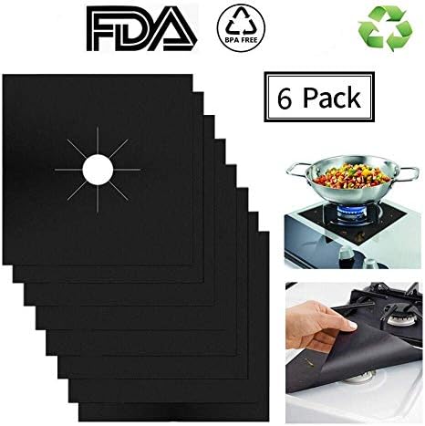 Homesave 6/8/10-Pack Reusable Gas Stove Burner Covers, Non-Stick,0.2Mm, Cuttable, Easy To Clean,6Pieces [Energy Class A]