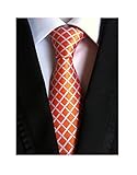 MINDENG Tartan Wool Tie Orange Check Business Men's Silk Neckties Leisure Ties