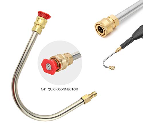 Obecone Gutter Cleaner Wand Attachment,Gutter Cleaning Tool for Pressure Washers, Coupled with 1/4" Brass Quick Coupler x 1/4" QC Plug,5000PSI - Thumbnail 2