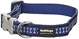 Red Dingo Reflective Dark Blue Dog Collar, Medium/Large/20mm
