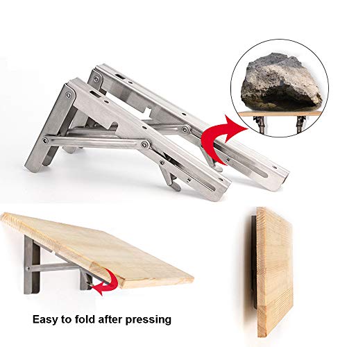 Folding Shelf Brackets 16 Inch with Install Screws, 2pcs Heavy Duty