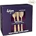 360 Piece Plastic Silverware Set - Disposable Gold Cutlery - 120 Heavyweight Forks, 120 Fancy Spoons, 120 Knives - Heavy Duty Bulk Flatware Party Utensils for Wedding, Easter, Birthday & All Occasions