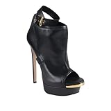 Dsquared Women's Black Leather Open Toe Platform Ankle Boots Shoes US 9.5 EU 39.5