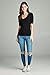 Emmalise Women's Cotton Blend V Neck Tee Shirt Half Sleeves - Black, S