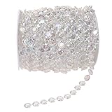 98Ft Acrylic Crystal Hanging Beads String for Wedding,Chandelier,Christmas Party Decorations,1 Roll,Colorful