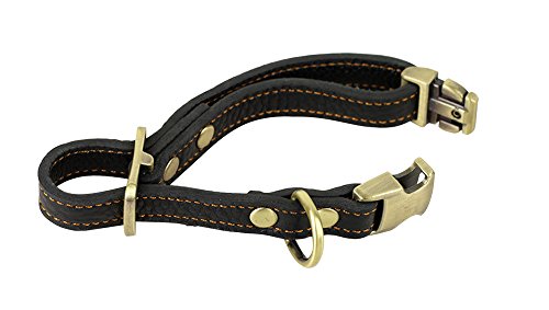 JIngwy All Natural Real Leather Collar for Dog/Pet 3 Sizes Available Suit for Small Medium and Large size Dog/Pet 2 Colors Brown and Black (L, Black)