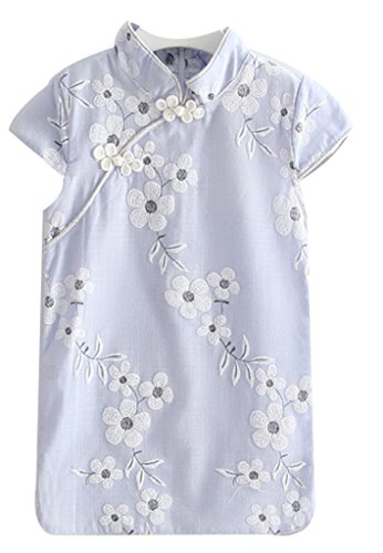 Remeehi Kids' Flower Printed Chinese Cheongsam Dress Mini Dresses for Girls