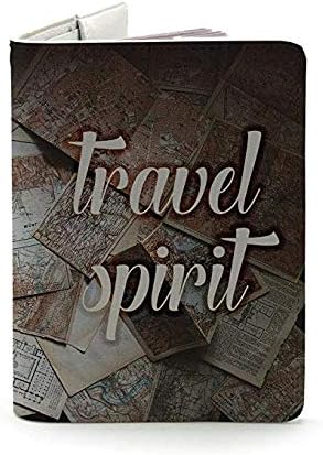 Leather Passport Cover - Passport Holder Case for Men & Women - Wanderlust Collection - Travel Gift (Vintage Travel Spirit - Brown)